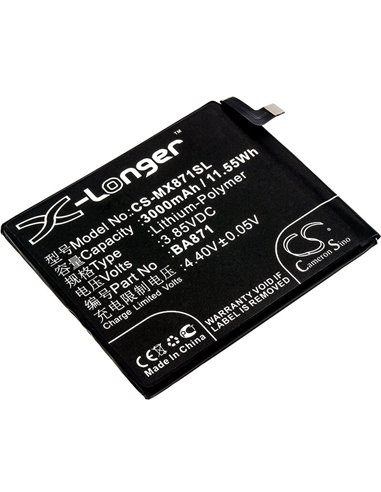 3.85V, 3000mAh, Li-Polymer Battery fits Meizu, 15 Lite, M15, 11.55Wh