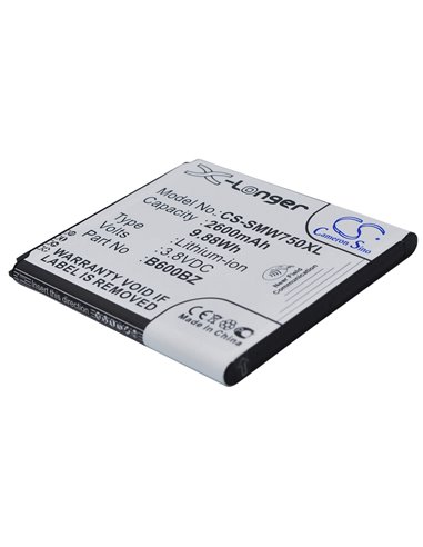 CS-SMW750XL, Mobile, Smartphone 3.8V, 2600mAh, Li-ion Battery fits Verizon, Sm-w750v, 9.88Wh