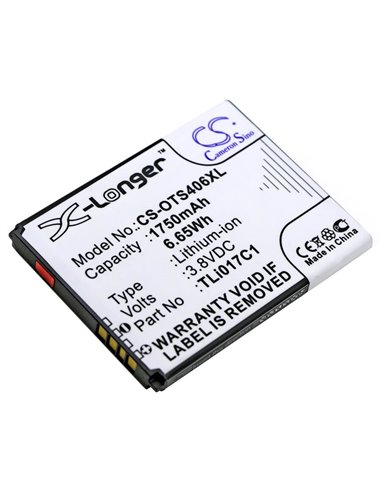 3.8V, 1750mAh, Li-ion Battery fits Alcatel, One Touch Pop 3 4.5, One Touch Streak, 6.65Wh