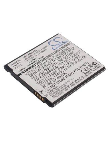 3.7V, 1500mAh, Li-ion Battery fits Lg, F120, F120k, 5.55Wh