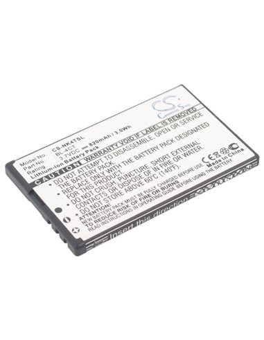 3.7V, 820mAh, Li-ion Battery fits Nokia, 5310, 6600 Fold, 3.034Wh