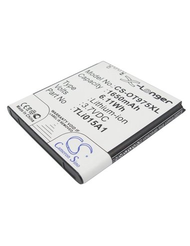 3.7V, 1650mAh, Li-ion Battery fits Vodafone, 975n, Smart 3, 6.105Wh