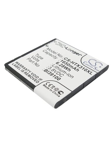 3.8V, 1650mAh, Li-ion Battery fits Htc, Bass, Bunyip, 6.27Wh