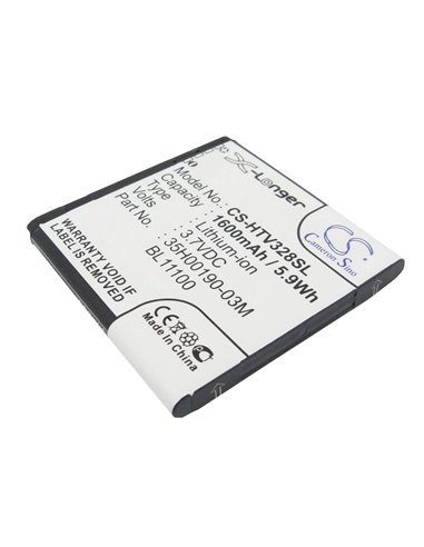 3.7V, 1600mAh, Li-ion Battery fits Htc, Desire Q, Desire U, 5.92Wh