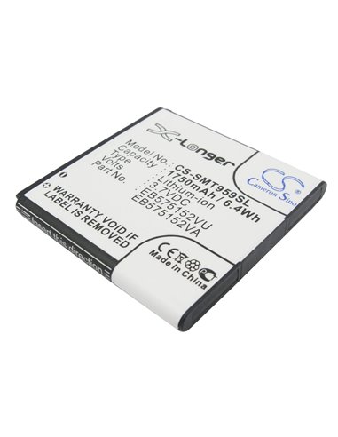 3.7V, 1750mAh, Li-ion Battery fits Samsung, Captivate Glide, Captivate I897, 6.475Wh