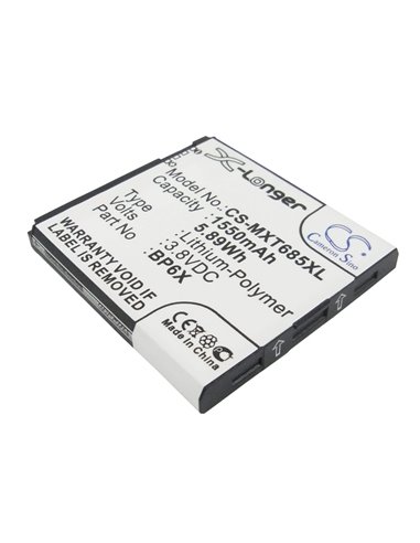 3.8V, 1550mAh, Li-Polymer Battery fits Motorola, Motosmart Plus, Pro, 5.89Wh