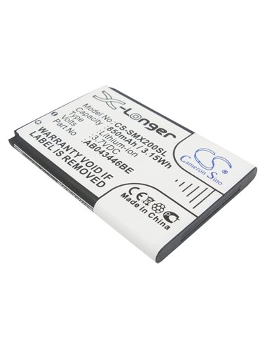 3.7V, 850mAh, Li-ion Battery fits Samsung, Gt-c5212, Gt-e1080, 3.145Wh