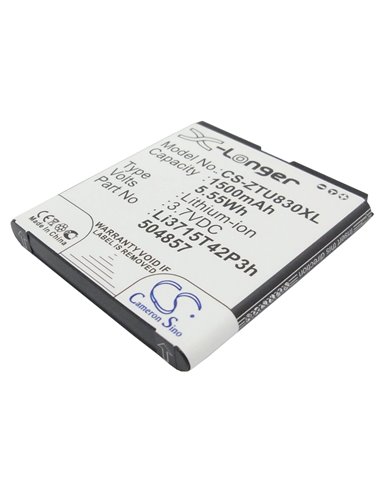 3.7V, 1500mAh, Li-ion Battery fits Zte, Blade C2, Blade C2 Plus, 5.55Wh