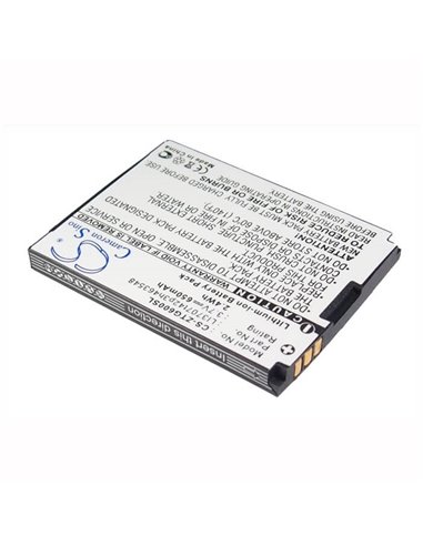 3.7V, 650mAh, Li-ion Battery fits Zte, G6, 2.405Wh