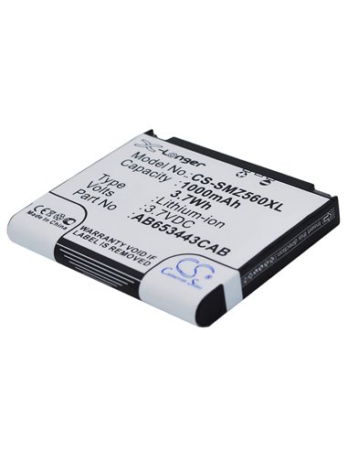 Mobile, Smartphone 3.7V, 1000mAh, Li-ion Battery fits Samsung, Behold Sgh-t919, Behold T919, 3.7Wh