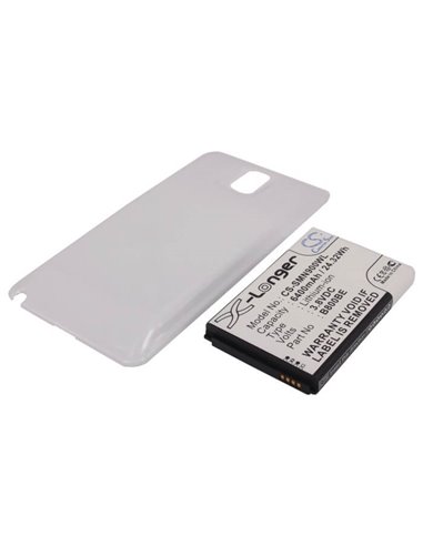 White, 3.8V, 6400mAh, Li-ion Battery fits Samsung, Galaxy Note 3, Galaxy Note Iii, 24.32Wh