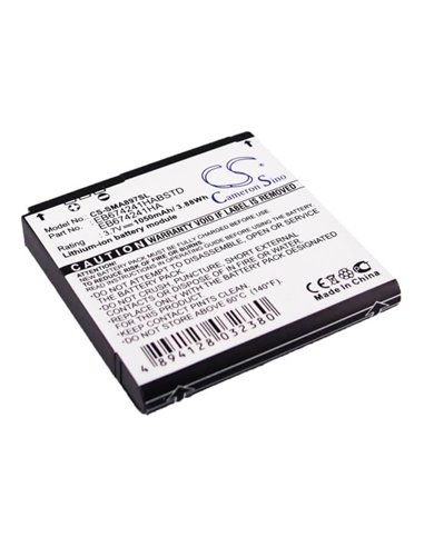 3.7V, 1050mAh, Li-ion Battery fits Samsung, Mythic A897, Mythic Sgh-a897, 3.885Wh