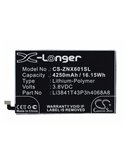 3.8V, 4250mAh, Li-Polymer Battery fits Zte, Nubia X6, Nx601j, 16.15Wh