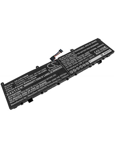 13.56V, 5150mAh, Li-Polymer Battery fits Lenovo, Thinkpad P1, Thinkpad P1 (20md0001ge), 69.834Wh