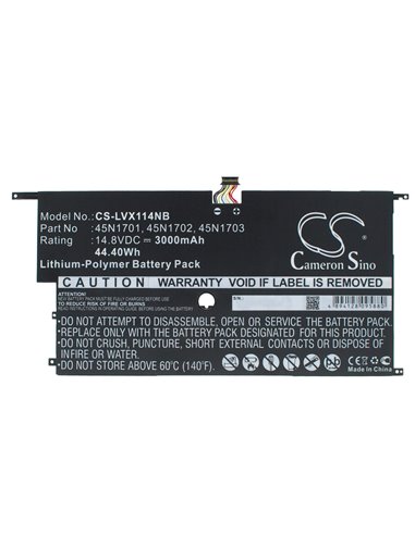 14.8V, 3000mAh, Li-Polymer Battery fits Lenovo, 20a7, 20a8, 44.4Wh