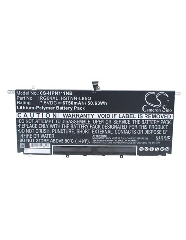 7.5V, 6750mAh, Li-Polymer Battery fits Hp, Spectre 13 Pro Ultrabook, Spectre 13-3000, 50.625Wh