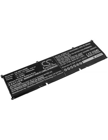 11.4V, 4550mAh, Li-Polymer Battery fits Dell, Xps 15 9500, Xps 15-9500-r1505s, 51.87Wh