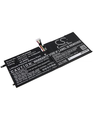 14.8V, 3100mAh, Li-Polymer Battery fits Lenovo, Thinkpad X1 Carbon, Thinkpad X1 Carbon 3444, 45.88Wh