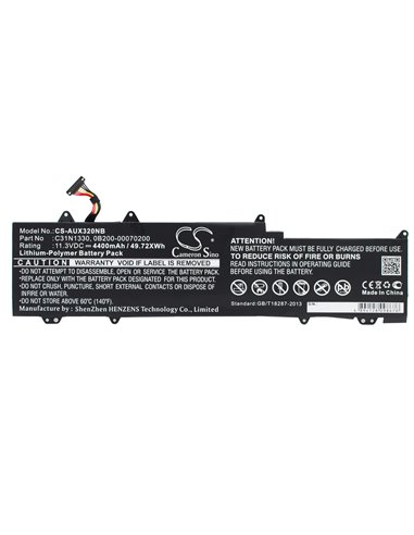 11.3V, 4400mAh, Li-Polymer Battery fits Asus, Zenbook Ux32la, Zenbook Ux32la-0171a4210u, 49.72Wh