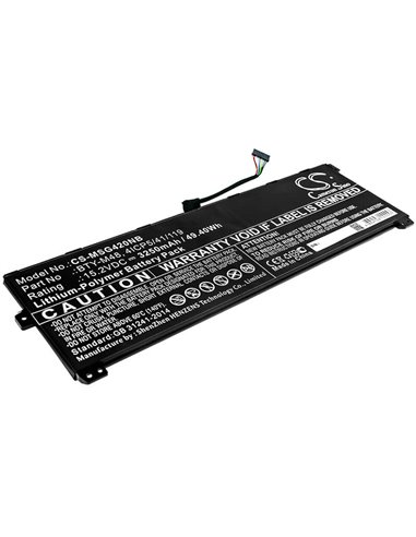 15.2V, 3250mAh, Li-Polymer Battery fits Msi, Modern 14 A10rb, Modern 14 A10rb-459us, 49.4Wh