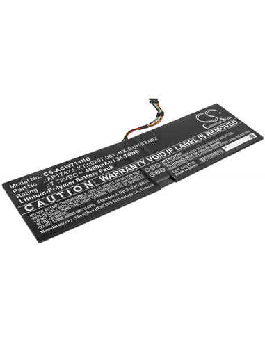 7.72V, 4500mAh, Li-Polymer Battery fits Acer, Swift 7 Sf714-51t, Swift 7 Sf714-51t-m16f, 34.74Wh