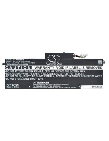 7.5V, 6060mAh, Li-Polymer Battery fits Acer, Aspire S3, Aspire S3-392, 45.45Wh