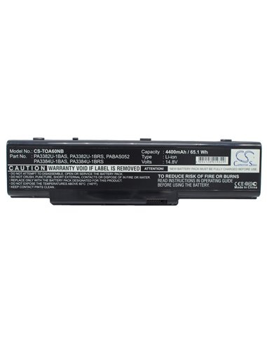 14.8V, 4400mAh, Li-ion Battery fits Toshiba, Dynabook Aw2, Dynabook Ax/2, 65.12Wh