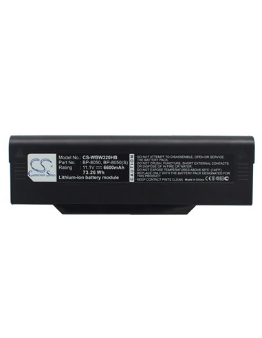 11.1V, 6600mAh, Li-ion Battery fits Packard Bell, Easynote R1, Easynote R1000, 73.26Wh