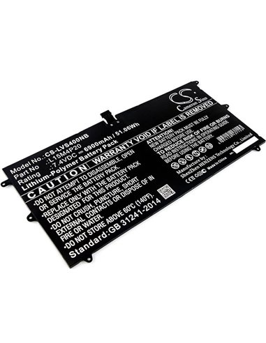 7.4V, 6900mAh, Li-Polymer Battery fits Lenovo, Yoga 4s, Yoga 900s, 51.06Wh