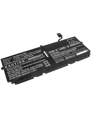 7.6V, 6500mAh, Li-Polymer Battery fits Dell, Xps 13 9300, Xps 13 9300 2020, 49.4Wh