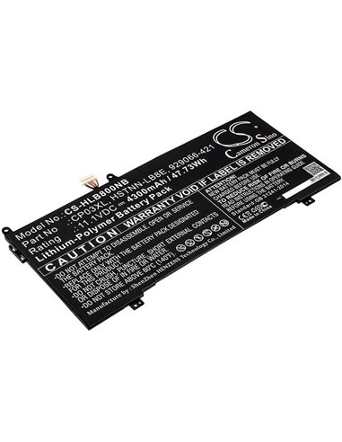 11.1V, 4300mAh, Li-Polymer Battery fits Hp, Spectre 13-ae006no X360, Spectre X360 13 Convertible, 47.73Wh