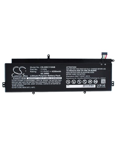 11.4V, 4350mAh, Li-Polymer Battery fits Dell, Chromebook 11, 49.59Wh