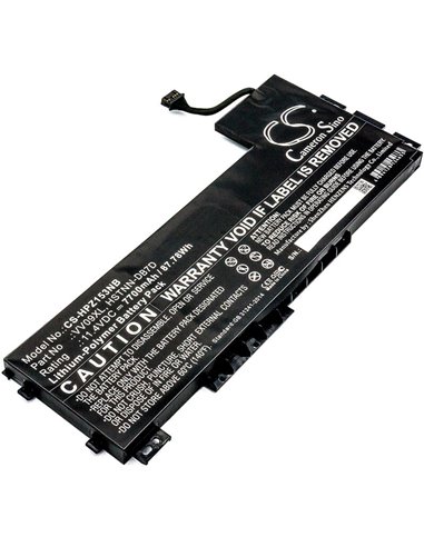 11.4V, 7700mAh, Li-Polymer Battery fits Hp, Zbook 15 G3, Zbook 15 G3 (t7v50ea), 87.78Wh