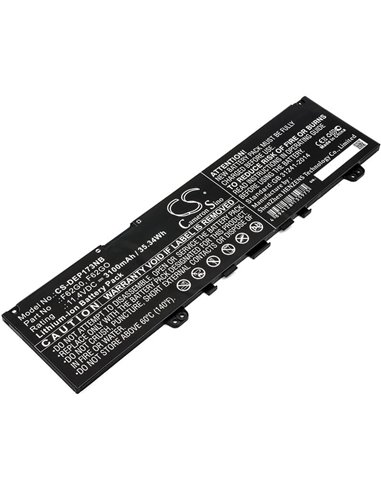 11.4V, 3100mAh, Li-ion Battery fits Dell, Ins 13-5370-d1305p, Ins 13-5370-d1505s, 35.34Wh