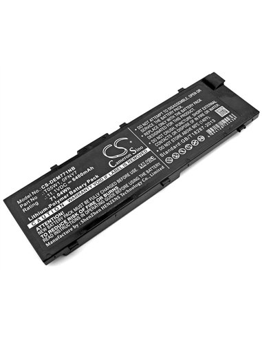 11.1V, 6400mAh, Li-Polymer Battery fits Dell, Precision 15 7000, Precision 15 7510, 71.04Wh