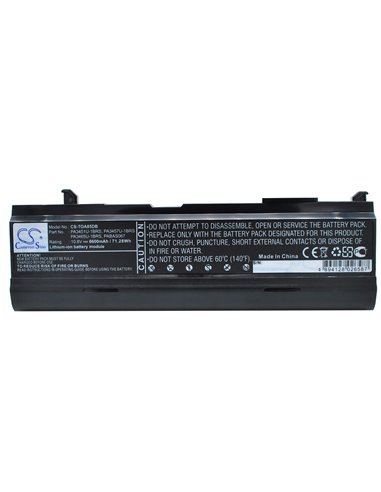 10.8V, 6600mAh, Li-ion Battery fits Toshiba, Dynabook Ax/ 55a, Dynabook Tw/ 750ls, 71.28Wh