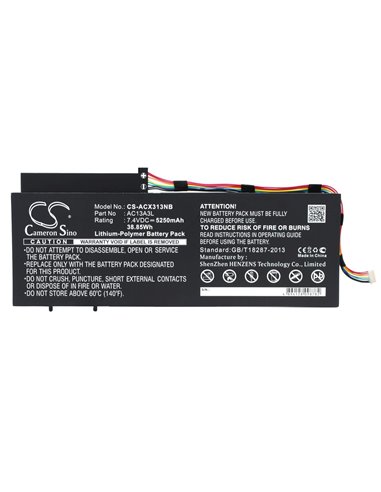 7.4V, 5250mAh, Li-Polymer Battery fits Acer, Aspire P3-131, Aspire P3-131-21292g06as, 38.85Wh