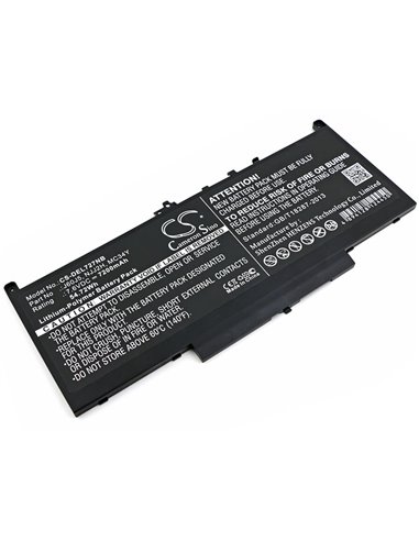 7.6V, 7200mAh, Li-Polymer Battery fits Dell, Latitude 12 E7270, Latitude 12 E7470, 54.72Wh