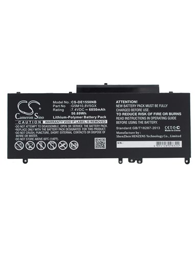 7.4V, 6850mAh, Li-Polymer Battery fits Dell, Latitude 14 5000, Latitude 14-e5470, 50.69Wh