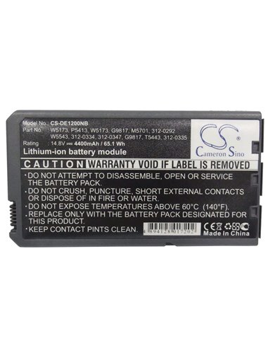 14.8V, 4400mAh, Li-ion Battery fits Dell, Inspiron 1000, Inspiron 1200, 65.12Wh