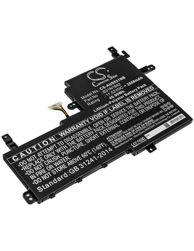 11.52V, 3550mAh, Li-Polymer Battery fits Asus, K531fa, K531fl, 40.896Wh