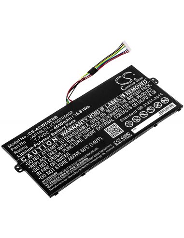 7.7V, 4650mAh, Li-Polymer Battery fits Acer, Kt.00205.002, Nx.gtmed.008, 35.805Wh