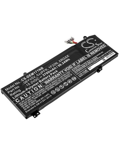 15.2V, 3700mAh, Li-Polymer Battery fits Dell, Alienware 2018 Orion M15, Alienware Alw15m-d1735r, 56.24Wh