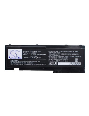 11.1V, 3600mAh, Li-ion Battery fits Lenovo, Thinkpad T420s, Thinkpad T420s 4171-a13, 39.96Wh