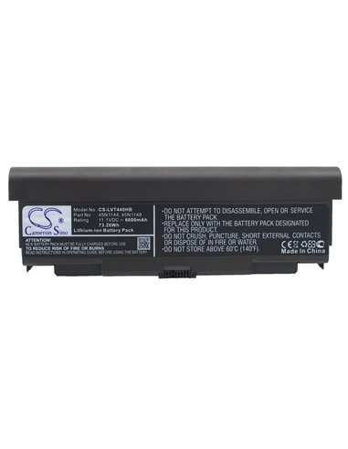 11.1V, 6600mAh, Li-ion Battery fits Lenovo, 20at0019cd, Thinkpad L440, 73.26Wh