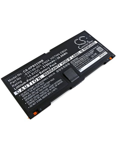 14.8V, 2700mAh, Li-Polymer Battery fits Hp, Probook 5330m, Probook 5330m(qa092pa), 39.96Wh