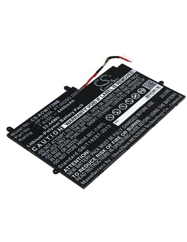 7.6V, 4400mAh, Li-Polymer Battery fits Acer, Aspire Switch 11 Sw5-173, Aspire Switch 11 Sw5-173p, 33.44Wh