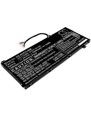 11.55V, 5300mAh, Li-ion Battery fits Acer, Sf314-52-57ej, Sp314-52, 61.215Wh