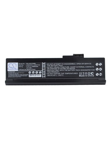 10.8V, 4400mAh, Li-ion Battery fits Lenovo, Ideapad U110, Ideapad U110 11306, 47.52Wh