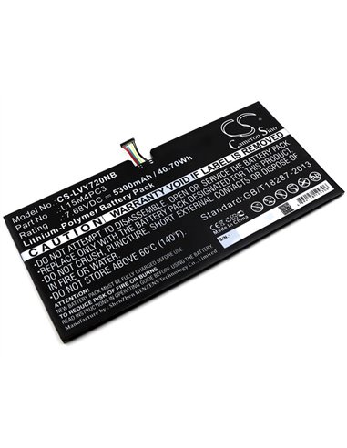 7.68V, 5300mAh, Li-Polymer Battery fits Lenovo, Ideapad Miix 720, Ideapad Miix 720-12ikb, 40.704Wh